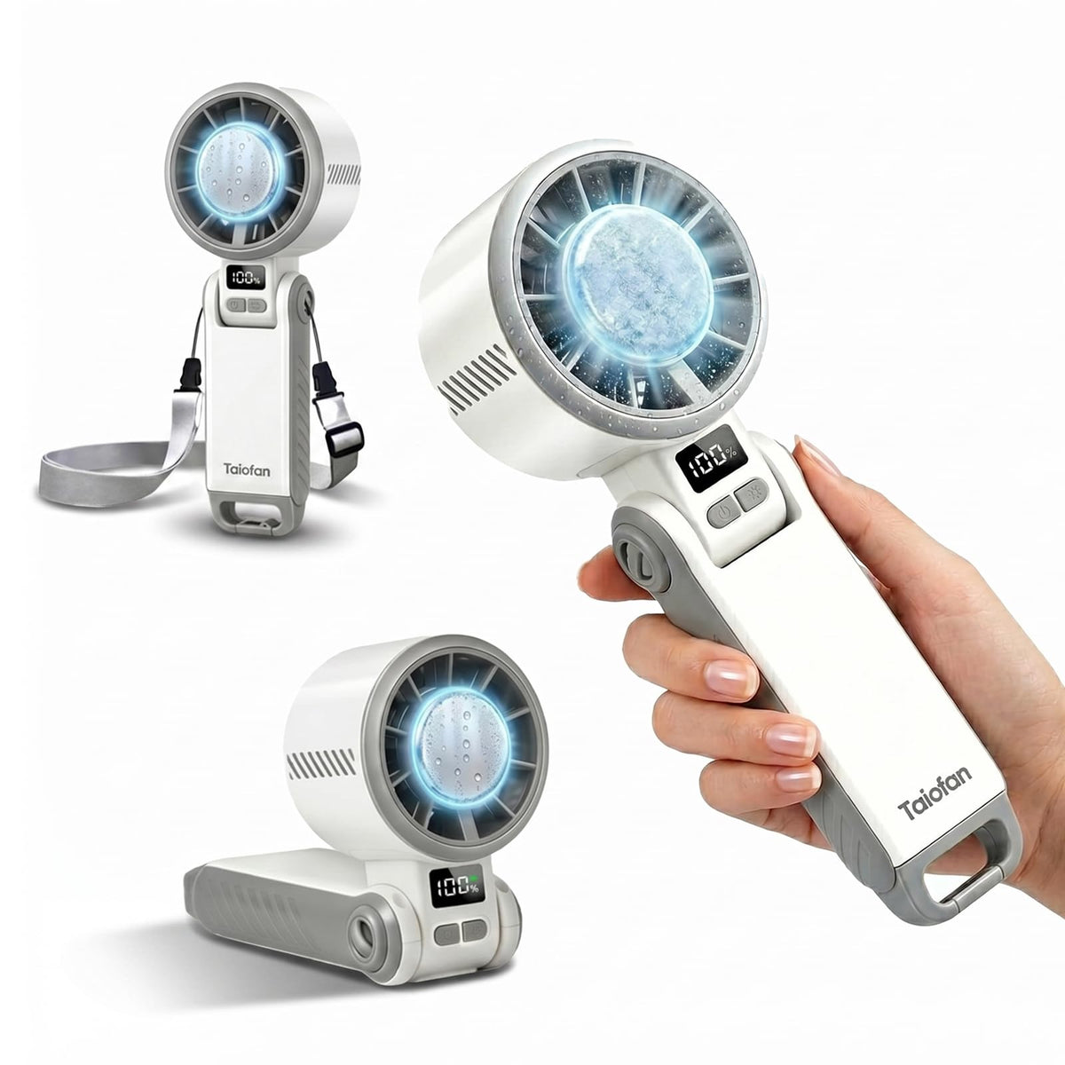 Portable High-Speed Handheld Fan with LED Display, [Smart Power & Wind Control], 4000mAh Rechargeable Mini Personal Fan, 5 Speeds, Quiet USB Travel Fan for Outdoor, Commuting