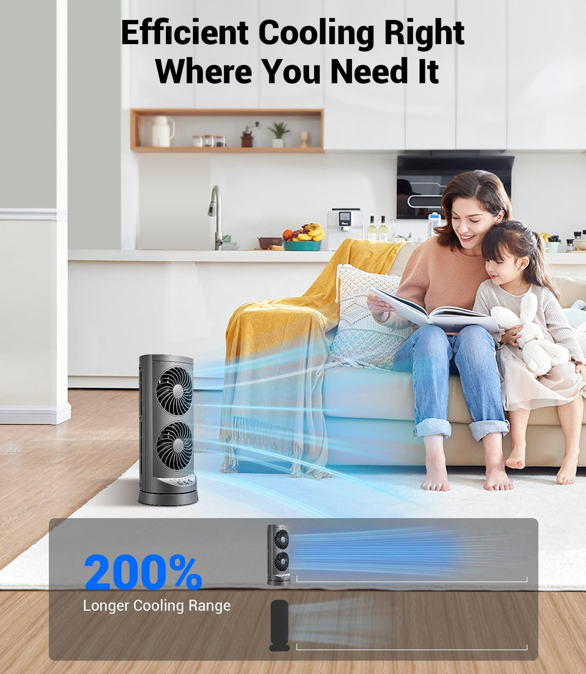 Personal Tower Cooling Fans that Blow Cold Air,25dB Quiet Fan with 24ft/s | Standing Small Desk Fan with 3 Speeds & Timer, 60° & 110° Oscillating Table Fan, Electric Floor Fan for Bedroom, Home