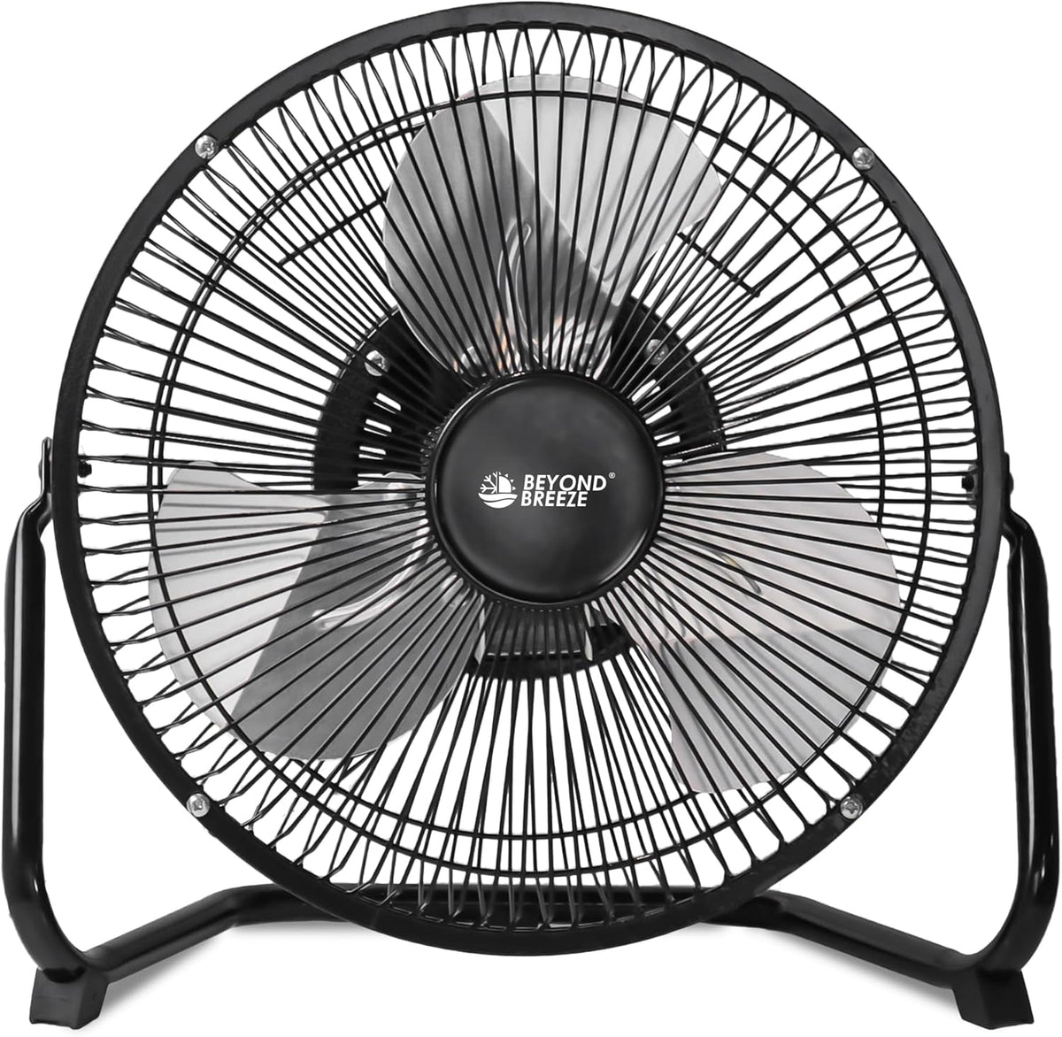 BEYOND BREEZE 9 Inch Metal Floor Fan with Upgraded Airflow, Black | 3-Speed Portable Cradle Floor Fan, 180° Adjustable Tilt, Perfect for Workshop, Home, Office