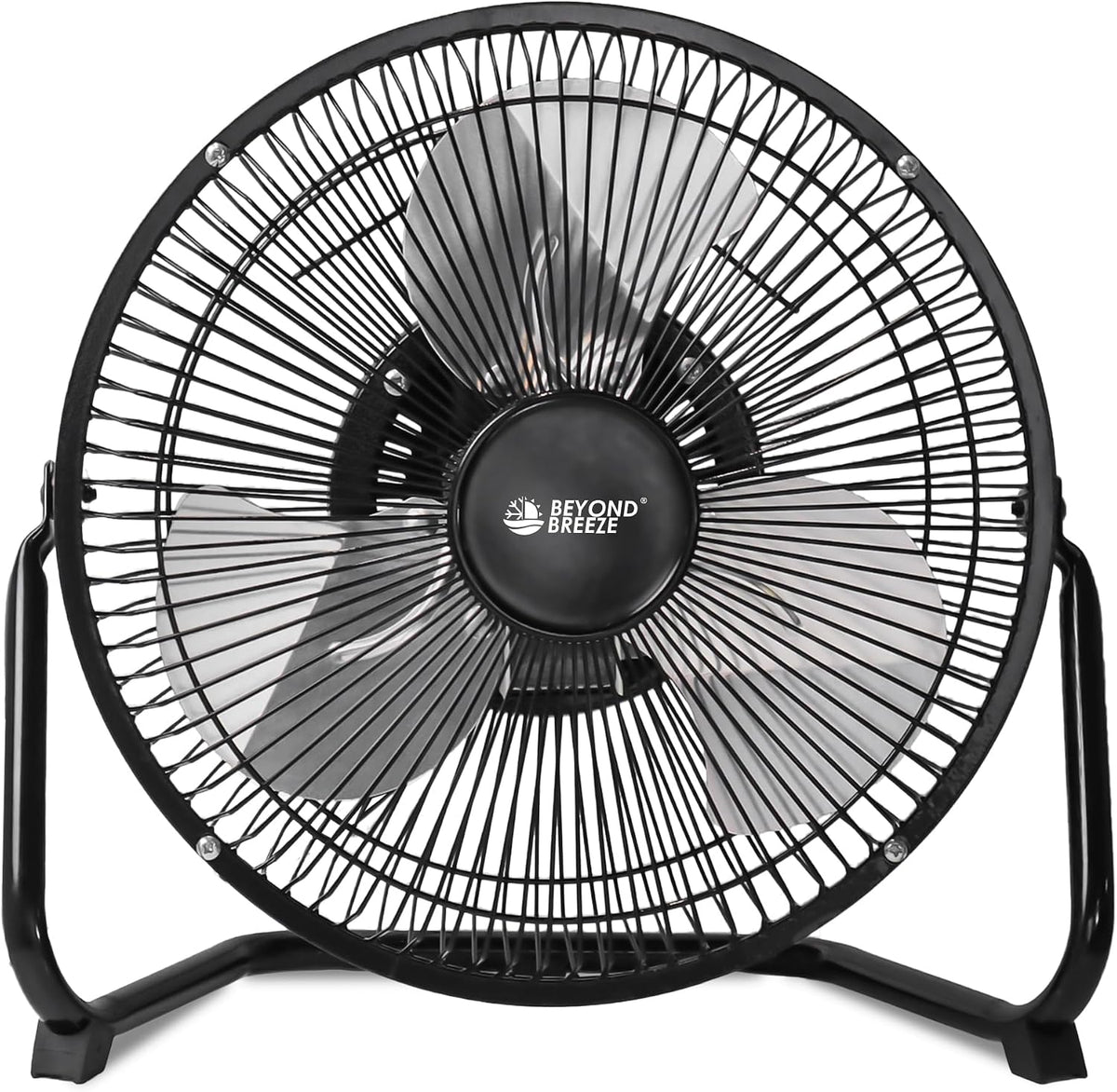 BEYOND BREEZE 9 Inch Metal Floor Fan with Upgraded Airflow, Black | 3-Speed Portable Cradle Floor Fan, 180° Adjustable Tilt, Perfect for Workshop, Home, Office