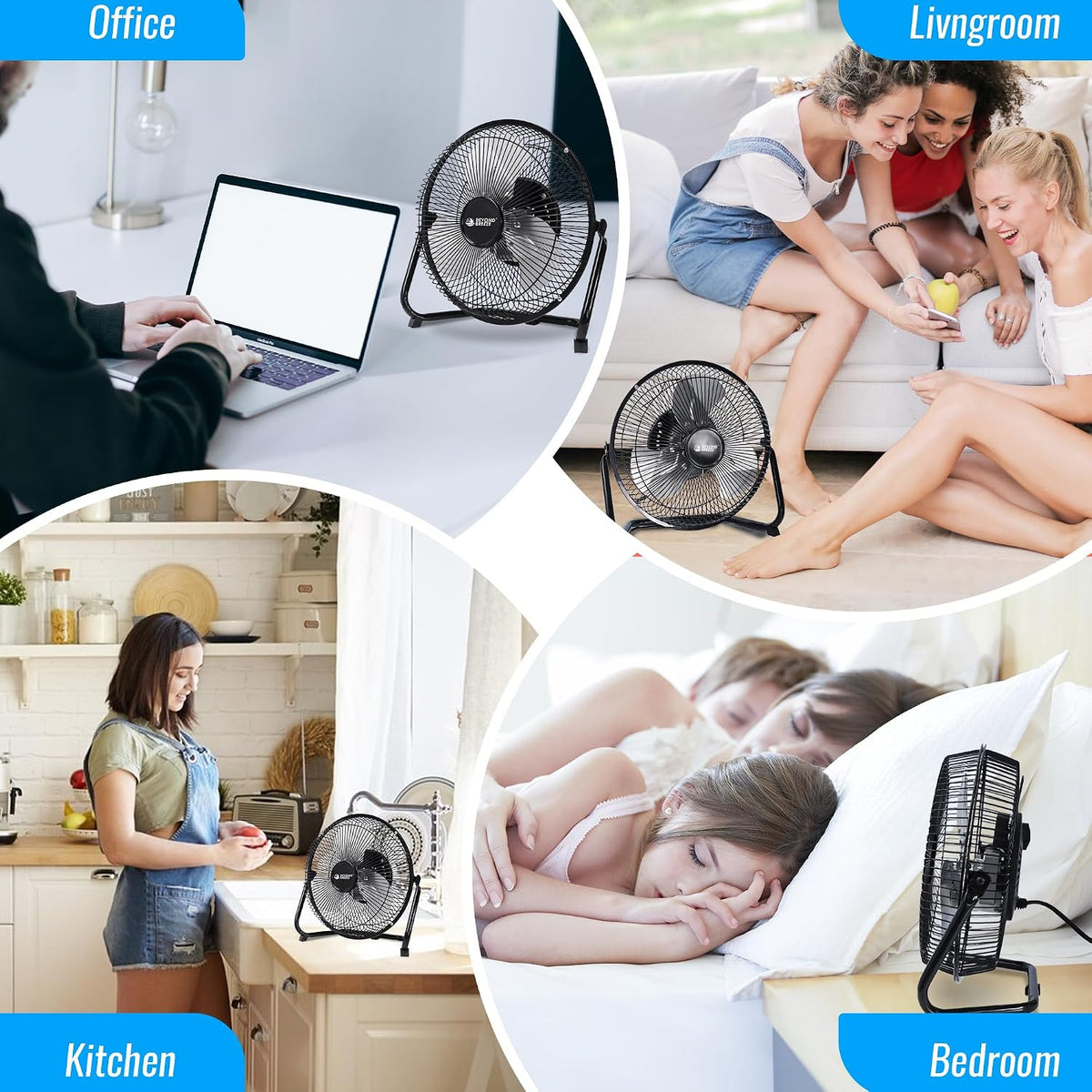 BEYOND BREEZE 9 Inch Metal Floor Fan with Upgraded Airflow, Black | 3-Speed Portable Cradle Floor Fan, 180° Adjustable Tilt, Perfect for Workshop, Home, Office