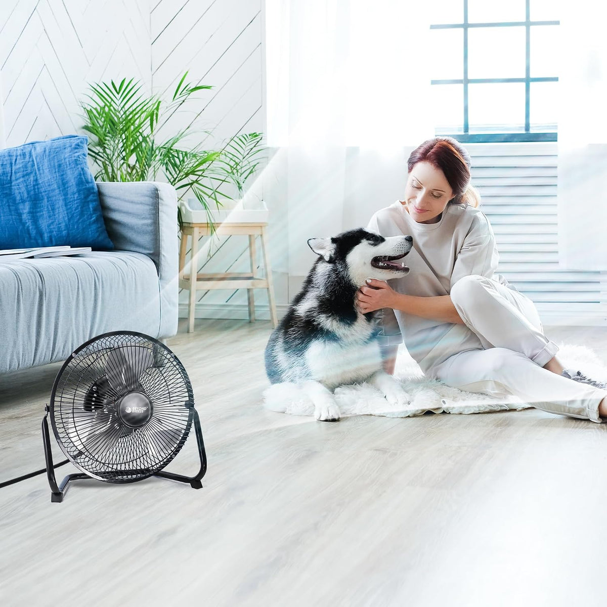 BEYOND BREEZE 9 Inch Metal Floor Fan with Upgraded Airflow, Black | 3-Speed Portable Cradle Floor Fan, 180° Adjustable Tilt, Perfect for Workshop, Home, Office